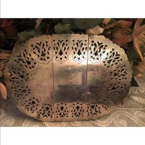 Vintage Silver Plated Expandable Trivet Etched